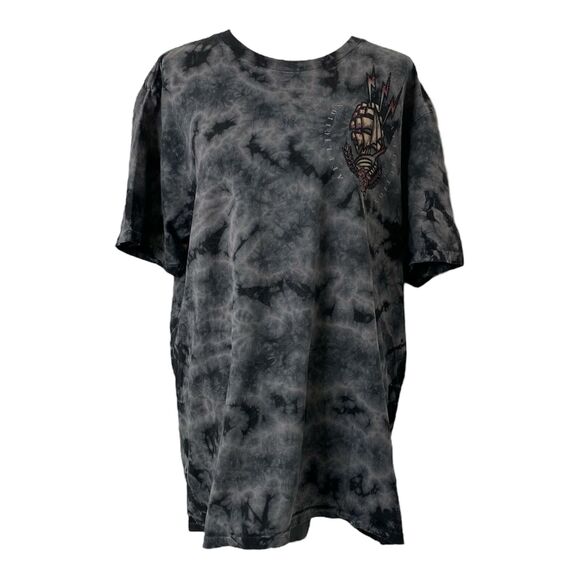 Men’s XXL Shirt Affliction Black Label Grey and Black Tie Die Short Sleeve - Picture 1 of 15